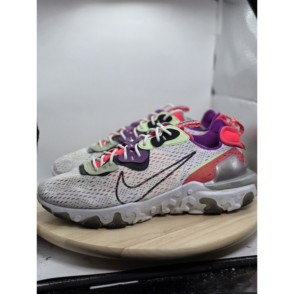 Mens Size 13 - Nike React Vision Sneakers Mesh Lace-Up White/Purple CD4373-102